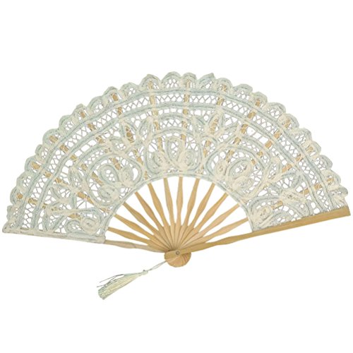 BESTOYARD Ventilador Plegable de Mano Chino Ventilador de bambú Encaje de Algodón...