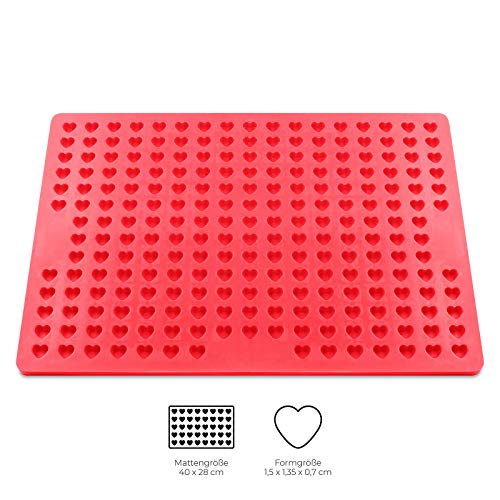 Cahuna Silikon Backmatte für Hundekekse mit Mini Herz - Backform für Hundeleckerli BPA frei und mit Rand - Wiederverwendbare Backunterlage für den Backofen