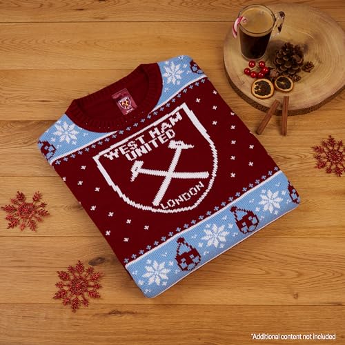West Ham United F.C. Christmas Sweater Men Teenagers Crew Neck Long Sleeve Holiday Festive Knit Sweater M-3XL Mens Gifts2