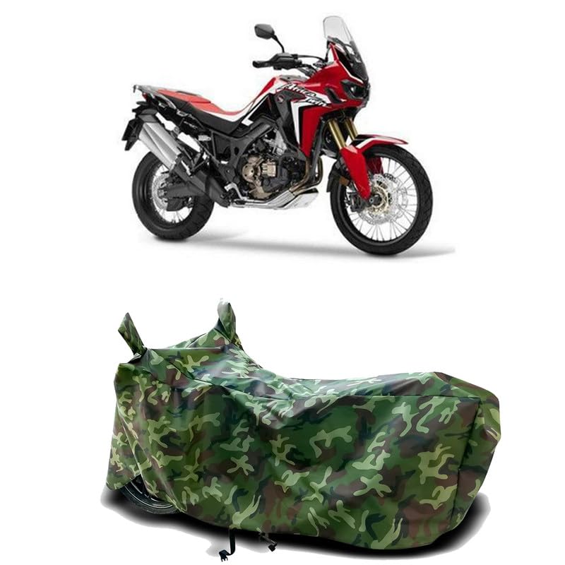 Image of DUFFEL-100% Heat Protection Two Wheeler Bike /Scooty Body Cover for Honda CRF1000L Africa Twin BS6 Water Resistance /UV-Rays /Birds Dropping /Scratchproof /Dust Proof /Waterproof[Green Jungle Print]