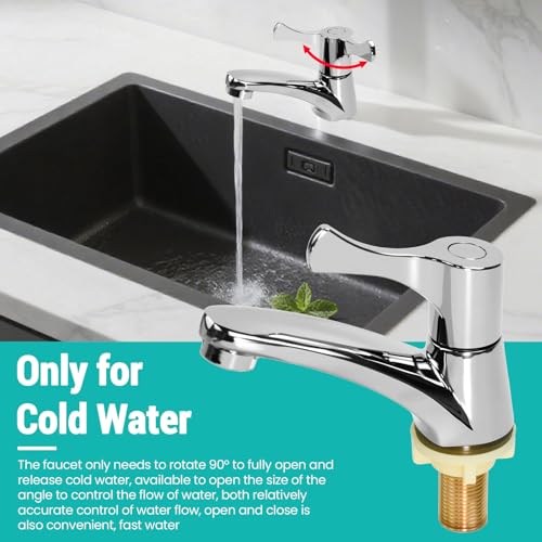 Huucozn Kaltwasserhahn Küche Kaltwasser Armaturen gäste wc Wasserhahn nur Kaltwasser mit 60cm Anschlussschlauch Filtermünder Einzelner Kaltwasserhahn Kaltwasserarmatur für die Küche Bad Gäste WC