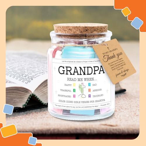 Image of NewEleven Father Day Gifts For Grandpa - Christian Present, Grandpa Gifts From Granddaughter, Grandson - Grandpa Birthday Gift For Grandfather, New Granddad, PaPa - Bible Verse Jar