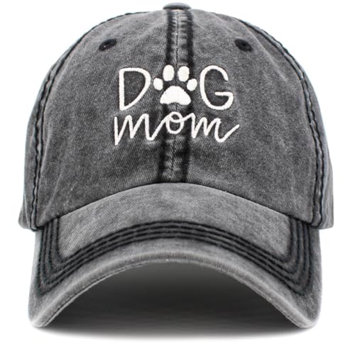 Image of KBETHOS Dog Cat Mom Dad Theme Womens Baseball Cap Distressed Vintage Unconstructed Embroidered Patch Hat