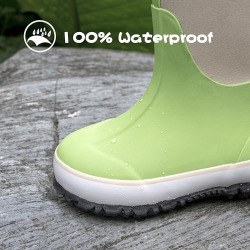 Water boots for kids, Waterproof Rubber Kids Rainboot, Insulated Rubber Neoprene Rain Boots for Toddlers Boys Girls Children4