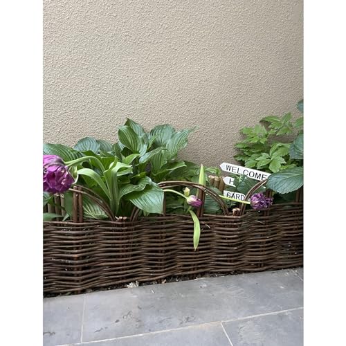 Borde de mimbre natural para evitar tierra dispersa en patios 6