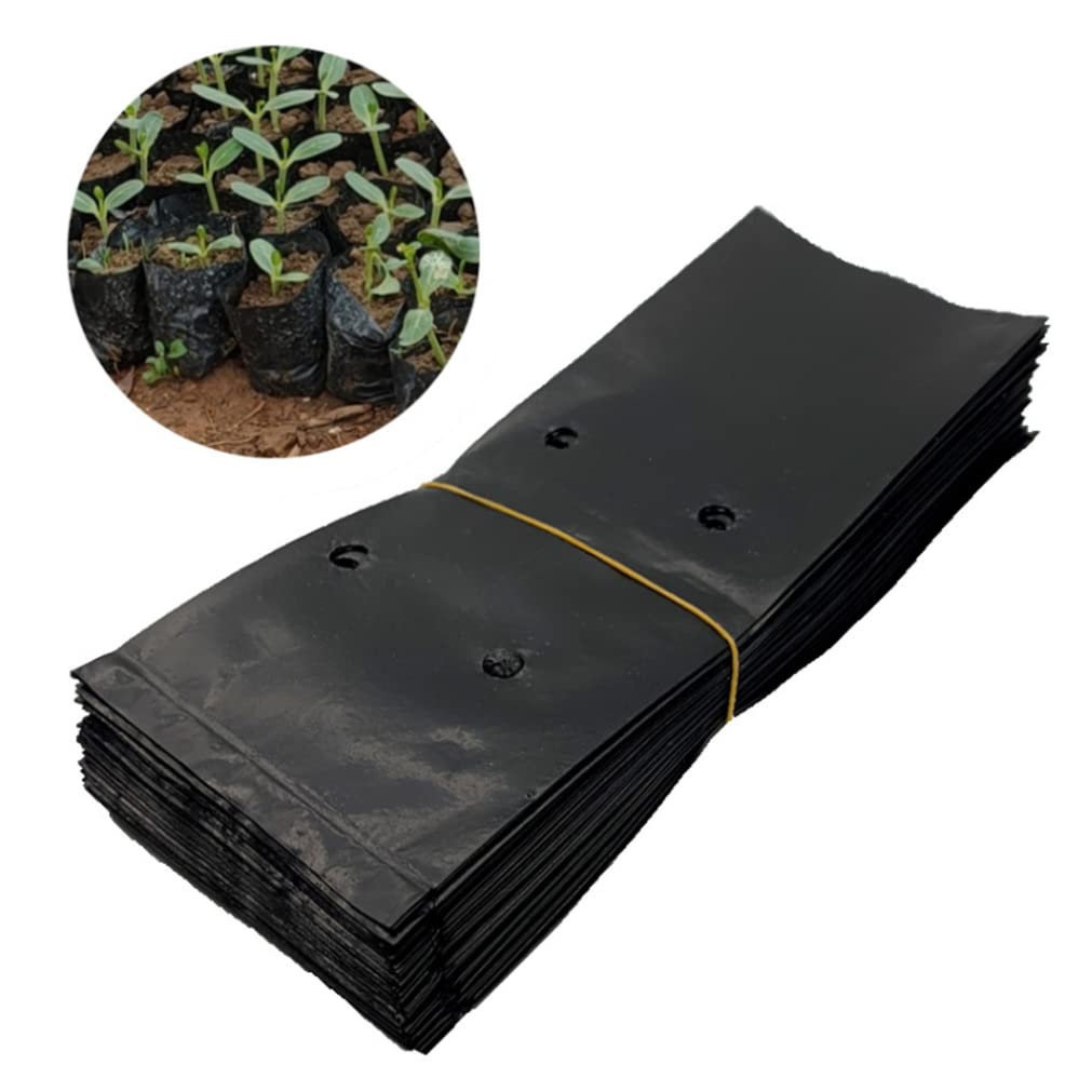 200 Bolsas De Vivero De Plástico Para Plantas - 7x15 Cm, Con Agujeros De Drenaje