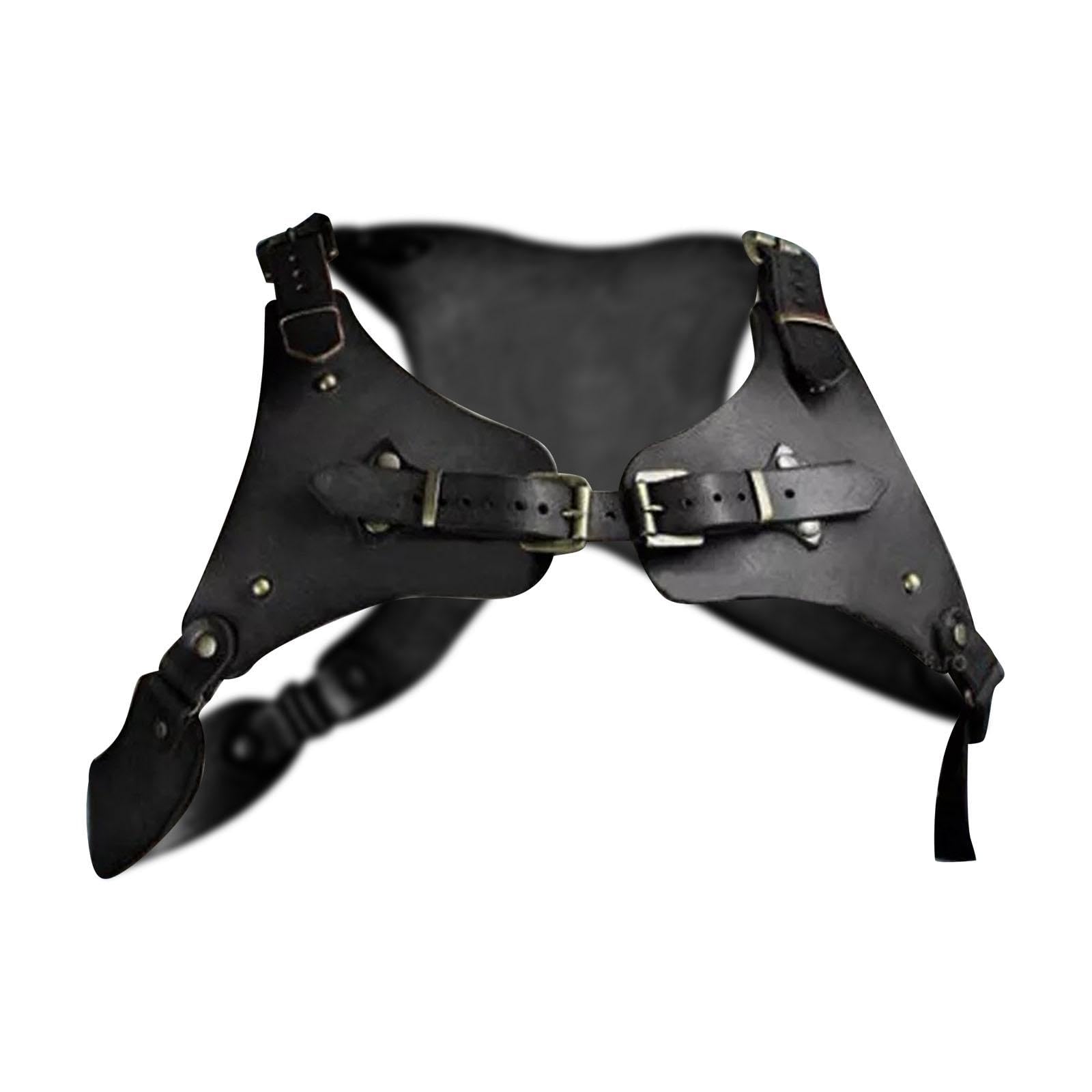 Steampunk Imbracatura per Il Torace Spalla Armatura per Il Torace Pelle PU per Uomo Cintura per Il Corpo Armatura per la Spalla per Vestire Il, Nero