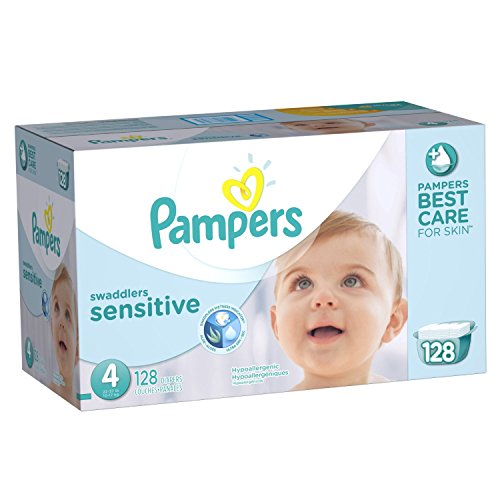 Image of Diapers Size 4, 108 Count - Pampers Swaddlers Sensitive Disposable Baby Diapers, Super Economy