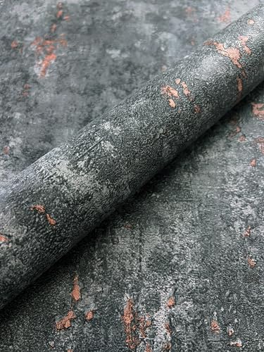 Papier peint intissé masquant pour rénover un mur abîmé avec une structure industrielle anthracite - 4