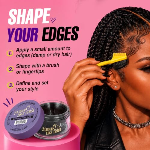 Image of EBIN NEW YORK 24 Hour Edge Tamer - Extreme Firm Hold (6.09oz / 180ml) - No Flaking, White Residue, Shine and Smooth texture with Argan Oil and Castor Oil