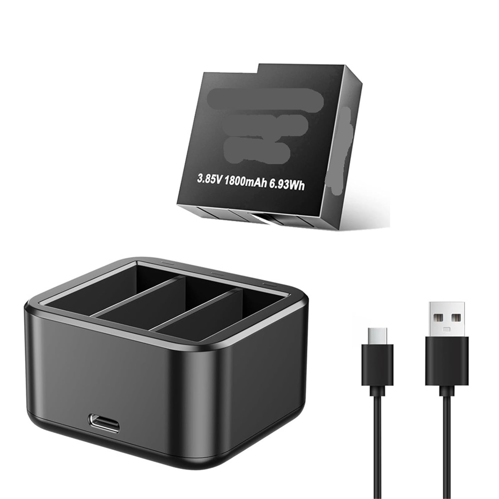 Batterie 1800mAh et Chargeur LED, Accessoires for caméra d'action(1PCS B with Charger)