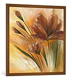 kunst für alle Bild mit Bilder-Rahmen: Isabelle Zacher-Finet Fleur Brune II - dekorativer Kunstdruck, hochwertig gerahmt, 80x80 cm, Kupfer gebürstet