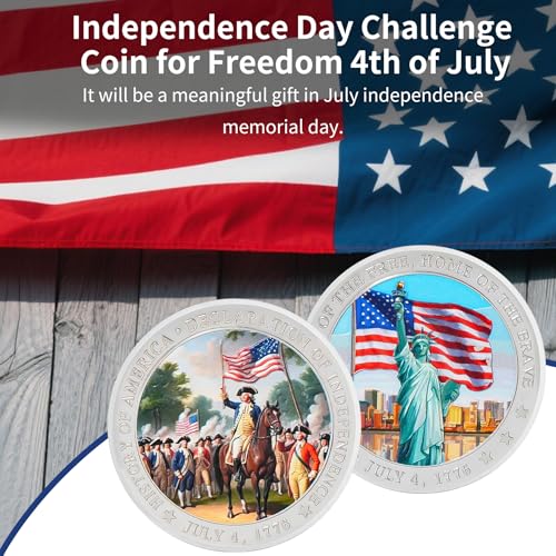 Statue of Liberty Veterans Challenge Coin Independence Day Commemorative Coin with US Flag Design - 4th of July Accessories Patriotic Gifts for Men Women Veterans Student - Image 6
