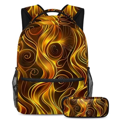 Golden Roses Fire sac à dos ergonomique enfant et trousse pour soulager le dos