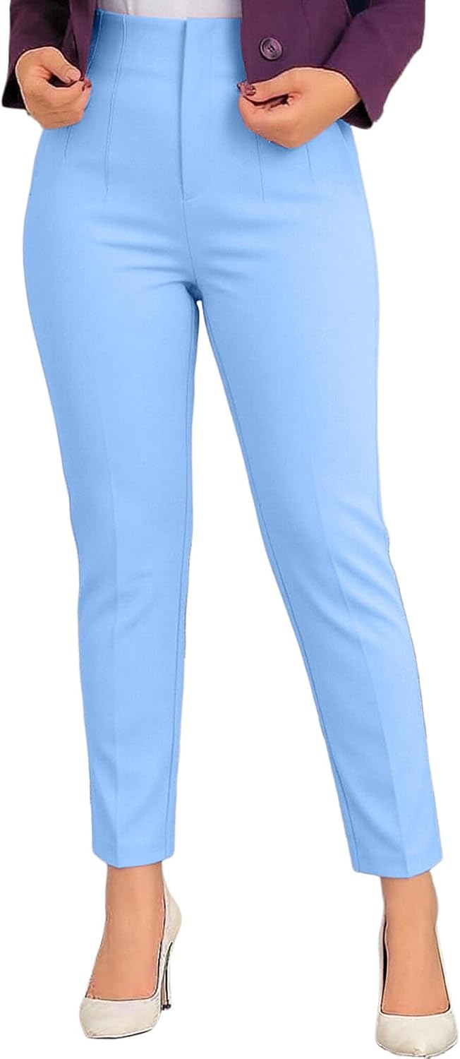 Womens Stretchy Dress Pants 2026 Trendy High Waisted Pleated Straight Leg Pants Casual Business Work Trousers