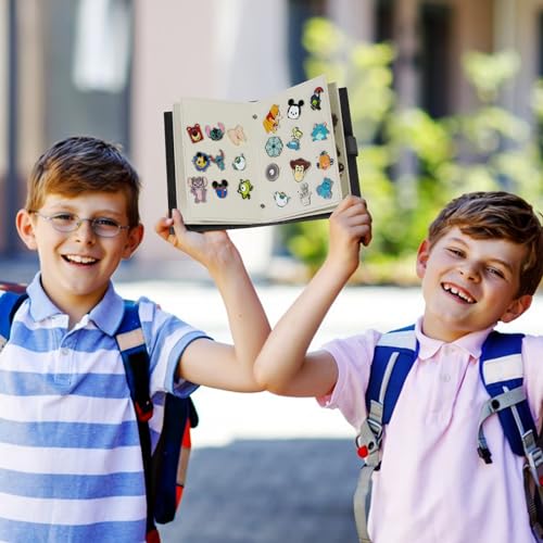 Portable Enamel Pin Album, CollectHall Pin Trading Book, to Display and Trade Your Disney Pins, 42 Pins Capacity, PU Leather Pin Holder, Fit Rubber Pin Back, Black, CHMTC11-H2