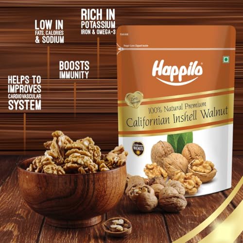 Image of Happilo Premium Inshell Dried Walnut 1 Kg (Pack of 1) | Akhrot Giri | Dry Fruits, Healthy Snacks | Large Size | Walnut with Shell | Rich in Protein, Antioxidants & Source of Omega-3