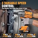 ALLOYPOWER Cordless Brushless Impact Wrench, 1475 ft-lbs (2000N.m), 1/2 High Torque power impact gun, 3-Mode Speed, 4000mAh Battery, 3 Sockets, Electric Impact Wrench Set for Car Tire Truck RV Mower - Image 4