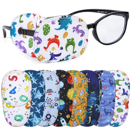 HIFOT 8 piezas parches ojos niños,Unicornio parches para gafas niños reutilizables Parches de ojos para gafas Parches oculares para Ambliopía estrabismo ojo vago terapia visual oclusión ocular