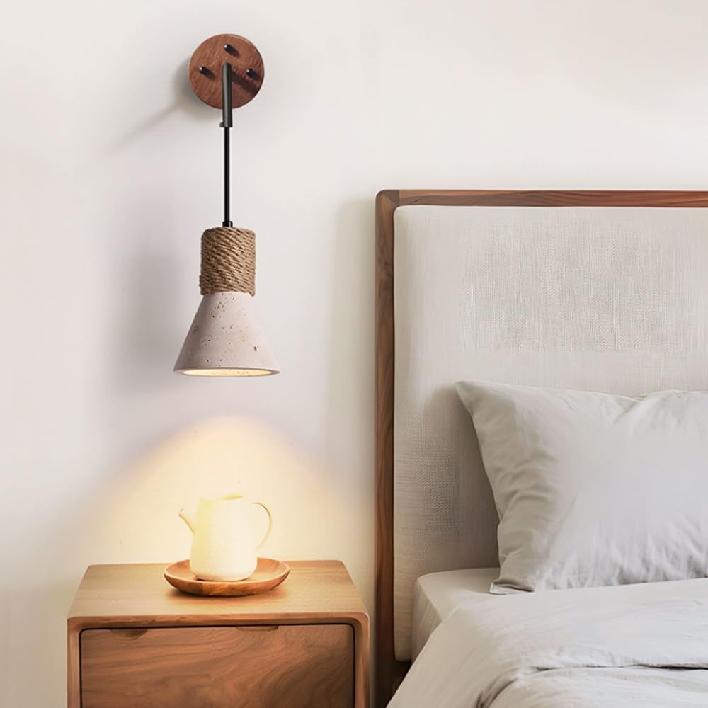 Industrial Style Wall Light, E26 Source Yellow Travertine Lamp, Single Head Flush Mount Sconce, Bedside Living Room Hotel Mounted Lighting Fixtures