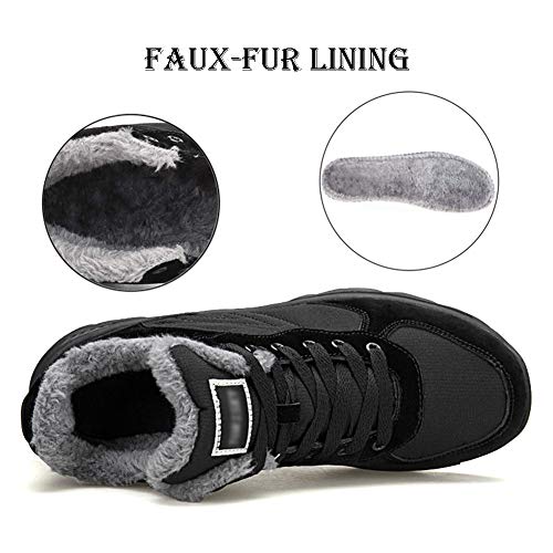 UPSOLO Mens Winter Trekking Ankle Booties Snow Boots Water Resistant Shoes Anti-Slip Fully Fur Lined Outdoor Casual Walking Lightweight Hiking Boots(6919 Black 40) - Thumbnail 4