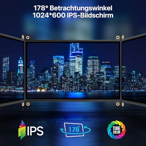 ROADOM 7" Touchscreen Monitor, 1024x600 IPS für Raspberry Pi, HDMI – Ansicht 4