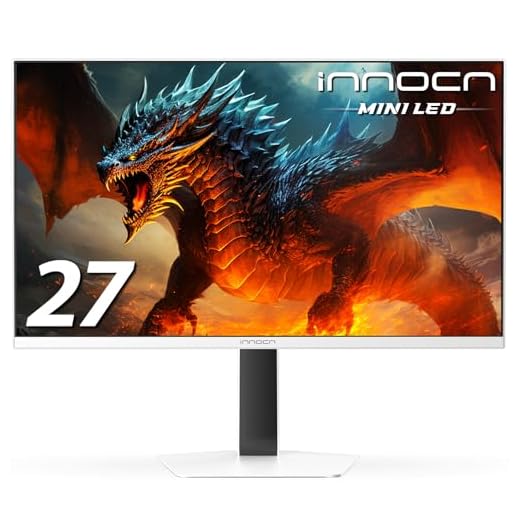 INNOCN 27" 2K QHD 2560 x 1440P 320Hz Monitor, Gaming Console Ready, Mini-LED Precisely Dimming, Monitor for Mac, HDR1000, 1ms, MPCS/ULL, FPS, HDMI 2.1, DP, Speaker, Pivot Adjustable Stand - GA27T1M