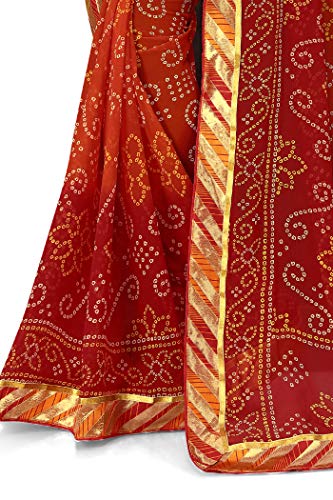 Image of MIRCHI FASHION Women Saree Georgette Traditional Bandhani | Ethnic Printed Sari for Social Gatherings with Unstitched Blouse Piece