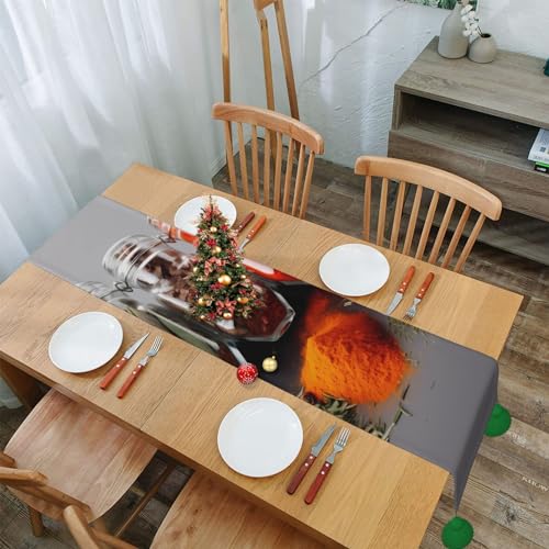 Chemin de table en lin rectangulaire 35x152 pour nappe automnale - 8