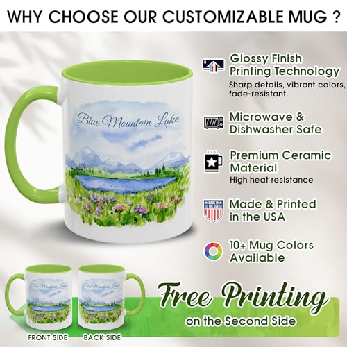 Custom Mug with Pictures Text Logo 11oz 15oz Ceramic, Personalized Coffee Mugs with Photo Text, Custom Photo Mug Gift for Men Women, Customize Coffee Cup for Family Mom Dad Grandma Grandpa Friend