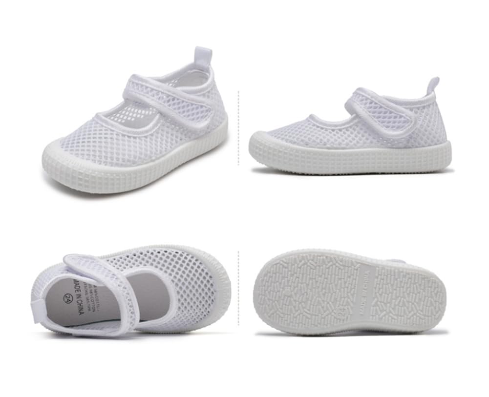 JGKDTX Boy Girl Lightweight Breathable Toddler Mesh Sneakers Beach Water Shoes Non-Slip Walking Shoe (White, Numeric_8)