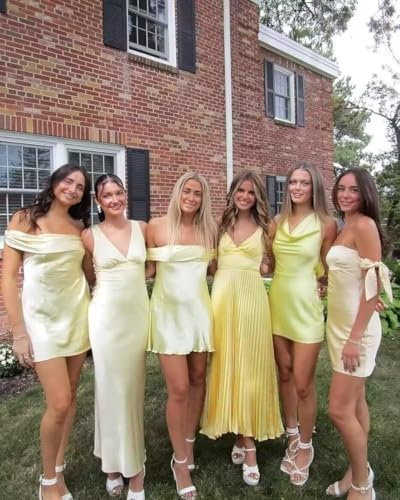 V Neck Bridesmaid Dress Satin Ruffle Corset A Line Maxi Casual Formal Evening Dresses XOD04893