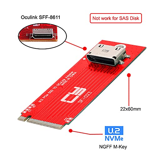 NFHK PCI-E 3.0 M.2 M-key to Oculink SFF-8612 SFF-8611 Host Adapter for PCIe Nvme SSD 2260 Adapter, Black SFF-8639 to SF-8611 - Image 4