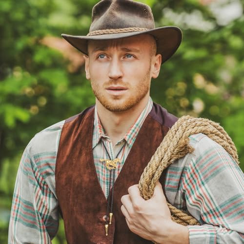 Image of ElevateTech Bolo Tie for Men Western Cowboy Bolo Tie Necklace Shape Round Ties Supplies Accessories Western Handmade (Gold)