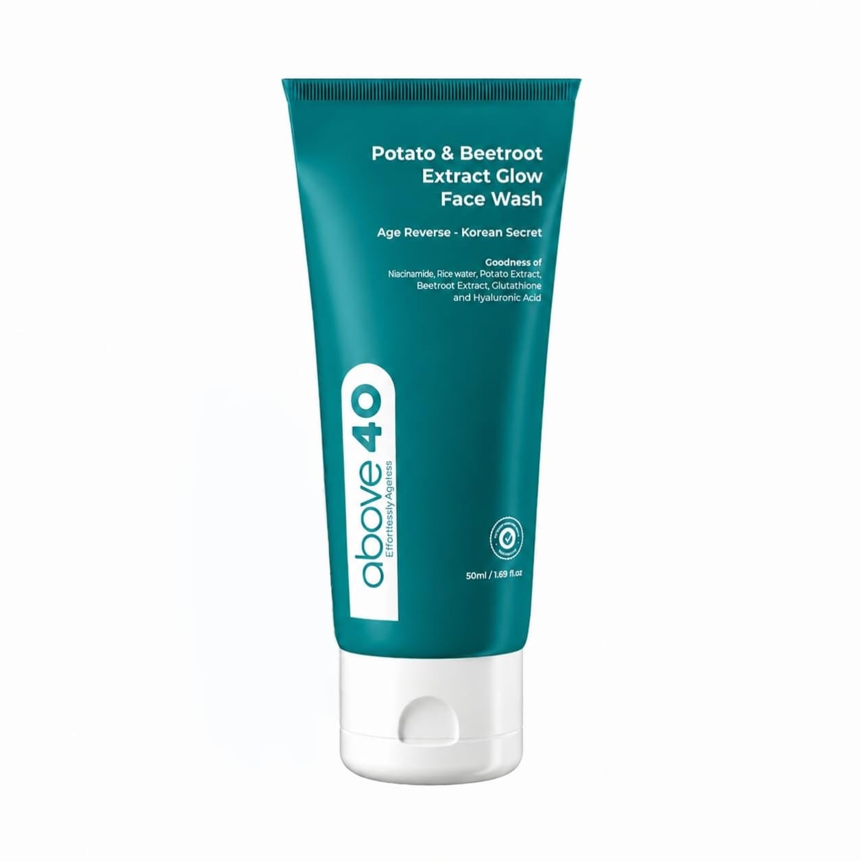 Above 40 Glow Face Wash – Korean Anti Ageing & Brightening Cleanser with Glutathione, Niacinamide & Hyaluronic Acid, Non Comedogenic, All Skin Types, 50ml