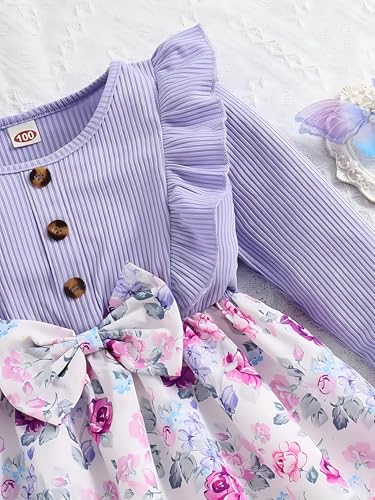 Image of Buy & Try by Dharmikaay Girl's Lycra Floral Printed Frock Dress for Girls Short Frock Baby Princess Western Dresses| Stylish Fancy Kids Clothing for New Year, Fashion.