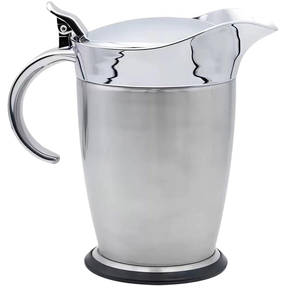 Baokuan Gravy Boat Stainless Steel Double Insulated Sauce Jug with Hinged Lid, Perfect for Serving Jars of Gravy or Cream for Thanksgiving, Halloween, Christmas