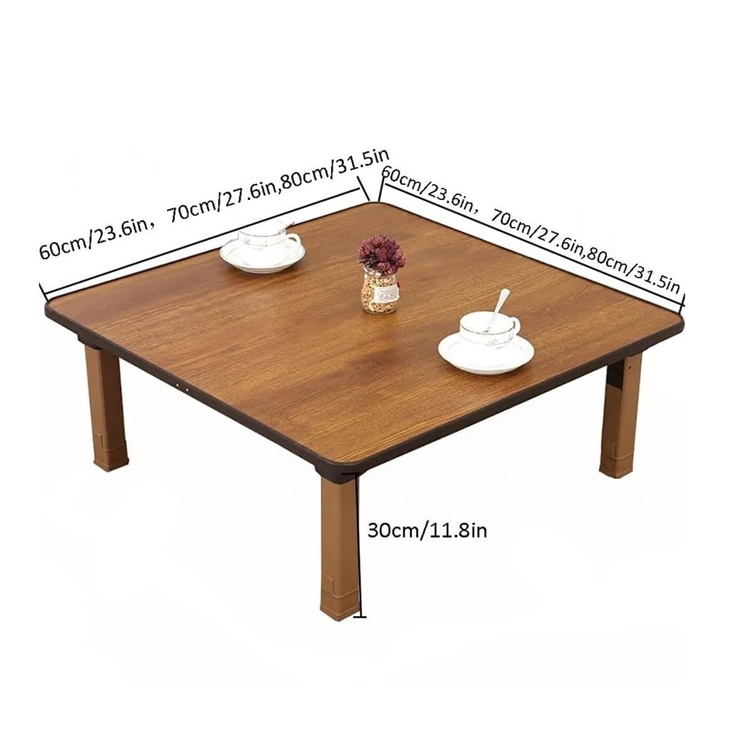 Tavolino da tè/caffè Quadrato Pieghevole Multifunzionale in Stile Giapponese, Tavolo Basso da Pranzo e scrivania da Studio per sedersi a Terra, Perfetto per Camera da Letto e bovindo (60x60