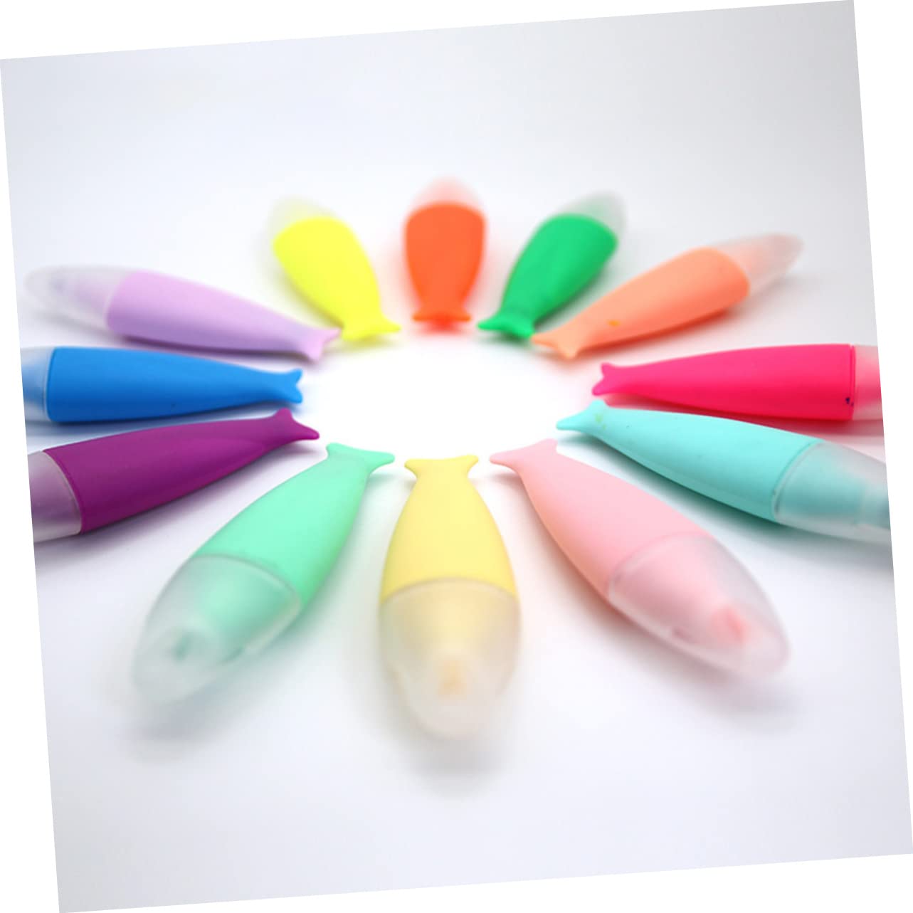 DOITOOL 60 Stück Bunte Textmarker Fischform Schnelltrocknende Marker Stifte für Schüler Kreatives Marker Set Bulk Highlighters Farbige Highlighter Stifte für Notizen und Schule