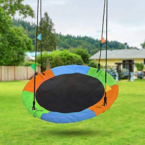 Sorbus 24" Saucer Tree Swing For Kids- 220Lbs Outdoor Swing Fun- Tree Glider Therapy Swing-Durable Multi-Strand Adjustable Ropes Swing Seat- Trampoline Net Swing For Indoor/Outdoor, Accessory Included #TOP3