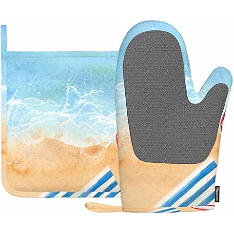 Mxocom Beach Sun Umbrellas Kitchen Gloves Set Cover
