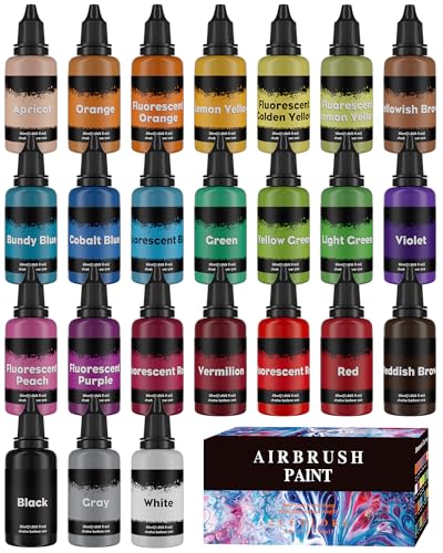 Airbrush Paint Set, 30 ml/1.01 Fl Oz Bottle,24Colors Acrylic Air Brush Paint Kit, Ready to Spray...