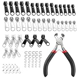 85pcs Zipper Repair Kit Zipper Pull Replacement Zippers Slider Replacement with Pliers Zip Repair Kit for Jackets Clothes Bags Tents Luggage