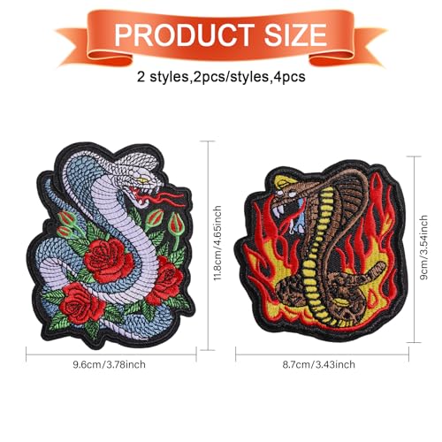 Patchs serpent et roses pour customiser un sac à dos ou un chapeau - 3