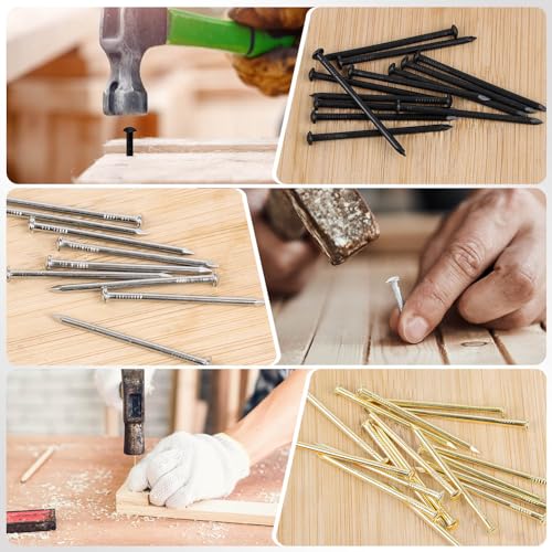 200 PCS Round Head Nails, 2 Inches Hardware Nail, Nails for Hanging Pictures, Wood Nails, Gold Nails, Household Nails - Image 4