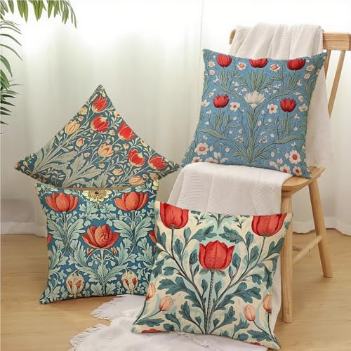 Housse de coussin 60x60 rouge imperméable pour décoration de jardin et maison