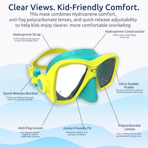 Oceanic Kids Snorkel Mask + Snorkel, Anti-Fog Junior 6-12 Fit miniatura 3