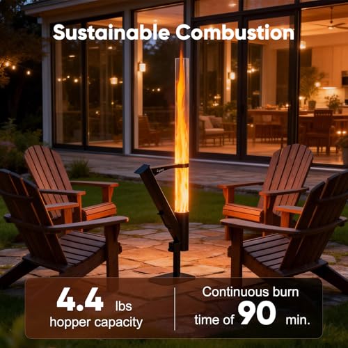 Image of Rayzi New Rocket Stove 58 Inch, Smokeless Wood Pellet Patio Heater, Wood Pellet Fire Pits for Outside, Portable Pellet Heater for Patio /Garden /Backyard /Outside Restaurant /Bonfire Party /Beach