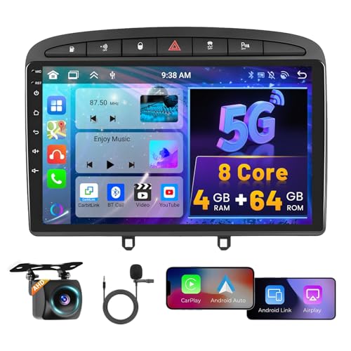 Autoradio 8 Core haute performance sous Android 15 pour habitacle Peugeot élégant