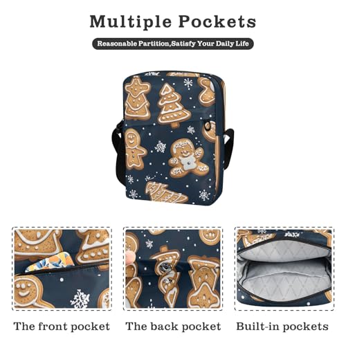 Crossbody Bag Cute Christmas Gingerbread Man Messenger Bag for Women Men Purse Shoulder Bag Satchel Bag with Adjustable Strap 202b65492